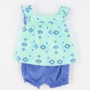 Carter's 2-Piece Outfit Set Ikat Print Top and Bloomers 6 Months Purple Teal